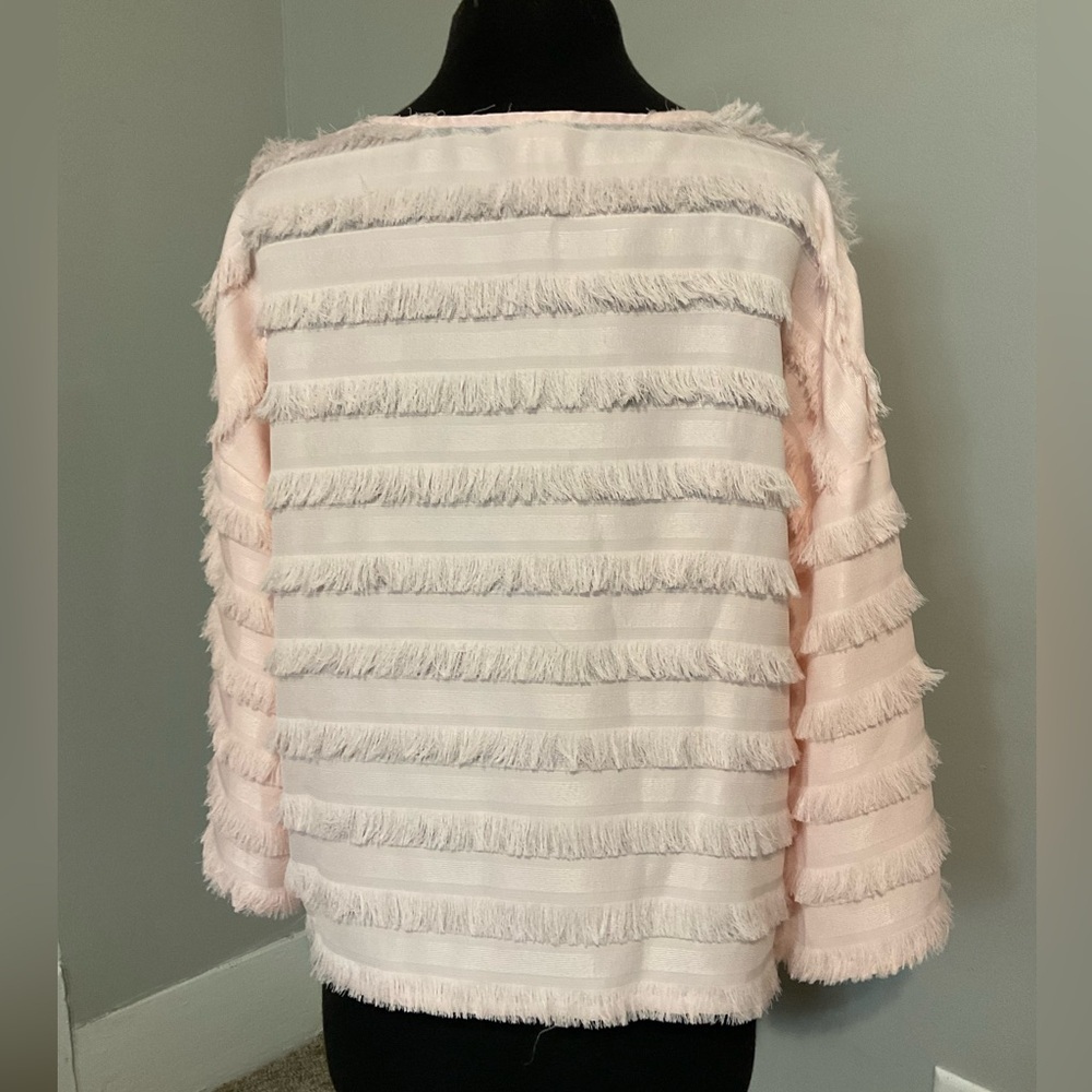 Cupio pale pink fringed blouse. Size Medium - Picture 3 of 7